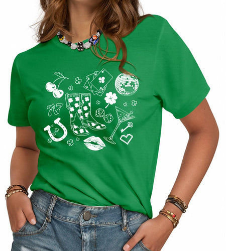 JMHACHY Women's St. Patrick's Shamrock T-Shirt Green Size S