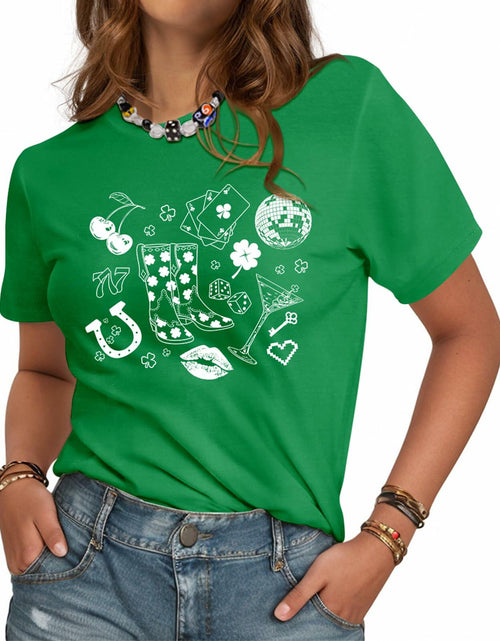 Load image into Gallery viewer, JMHACHY Women's St. Patrick's Shamrock T-Shirt Green Size S
