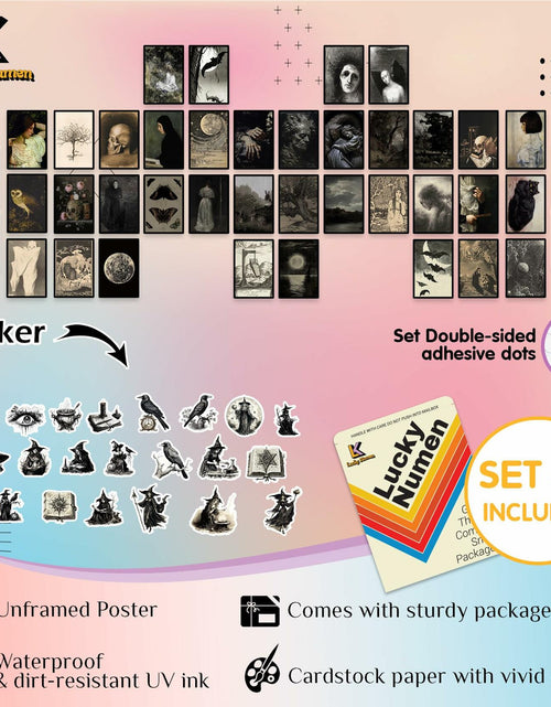 Load image into Gallery viewer, Lucky Numen Goth Posters Wall Art Vintage Aesthetic Black 40PCS
