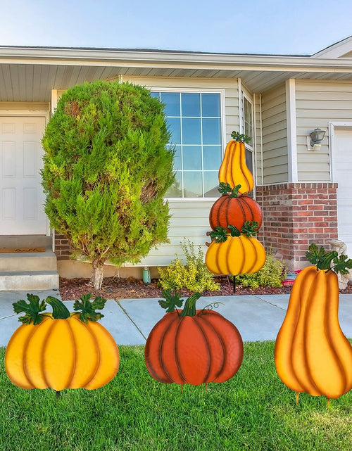 Load image into Gallery viewer, ALLADINBOX Rustic Stacked 3 Pumpkin Yard Stake Thanksgiving Fall Decor
