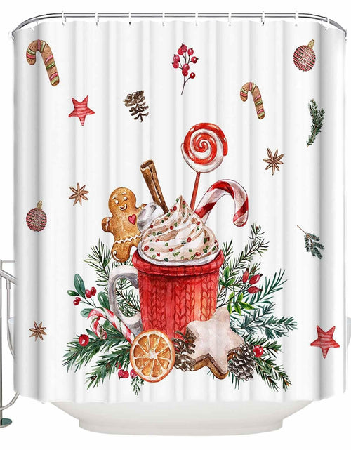 Load image into Gallery viewer, Christmas Gingerbread Man Shower Curtain Waterproof 72x72 Xmas Holiday Decor
