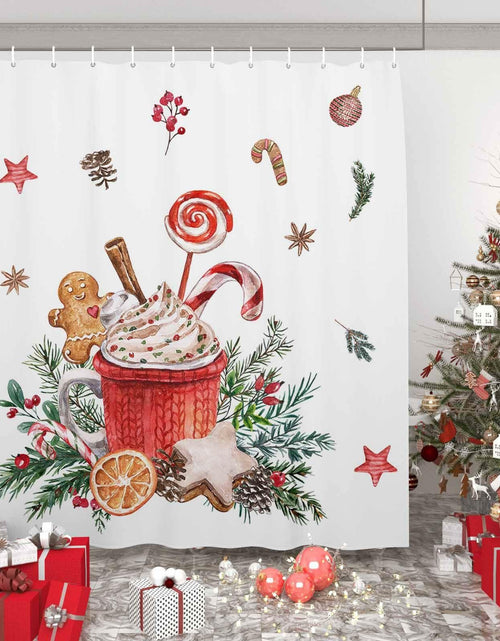 Load image into Gallery viewer, Christmas Gingerbread Man Shower Curtain Waterproof 72x72 Xmas Holiday Decor

