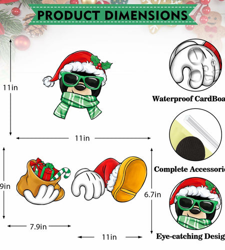 Bolisom Christmas Fence Peeker Garden Yard Sign Outdoor Xmas Decor