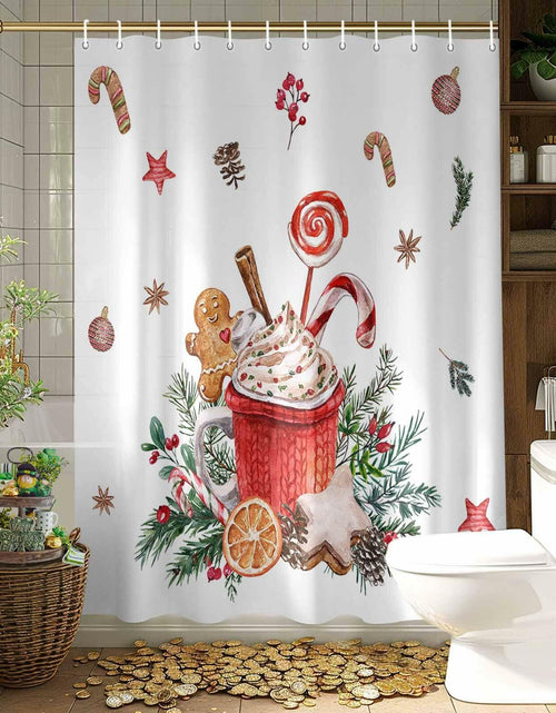 Load image into Gallery viewer, Christmas Gingerbread Man Shower Curtain Waterproof 72x72 Xmas Holiday Decor
