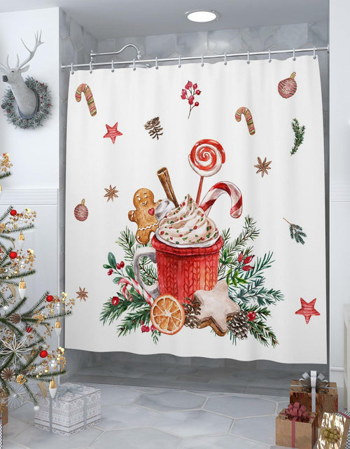 Load image into Gallery viewer, Christmas Gingerbread Man Shower Curtain Waterproof 72x72 Xmas Holiday Decor
