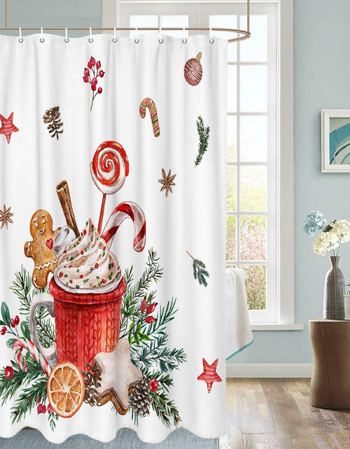 Load image into Gallery viewer, Christmas Gingerbread Man Shower Curtain Waterproof 72x72 Xmas Holiday Decor
