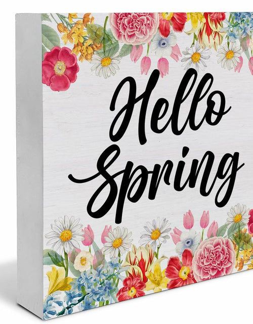 Load image into Gallery viewer, Rustic Flower Market Wood Sign Spring Decor Tabletop Shelf 5x5 Inches
