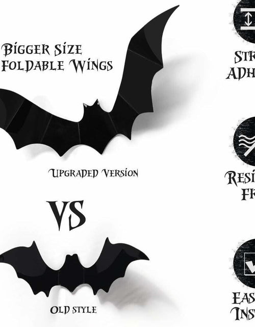 Load image into Gallery viewer, DZBJIPT 120 Pcs 3D Halloween Bats Wall Decals 4 Sizes Black Bat Decor
