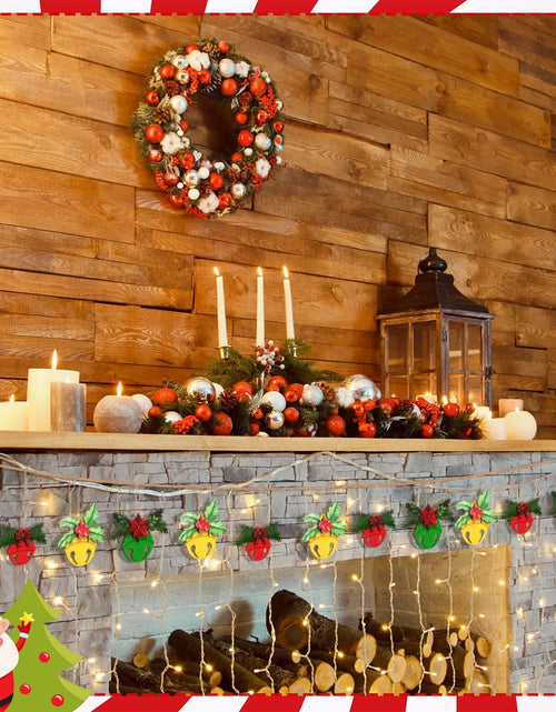 Load image into Gallery viewer, 12 Pcs 3D Wooden Christmas Jingle Bell Ornaments Buffalo Plaid Bow
