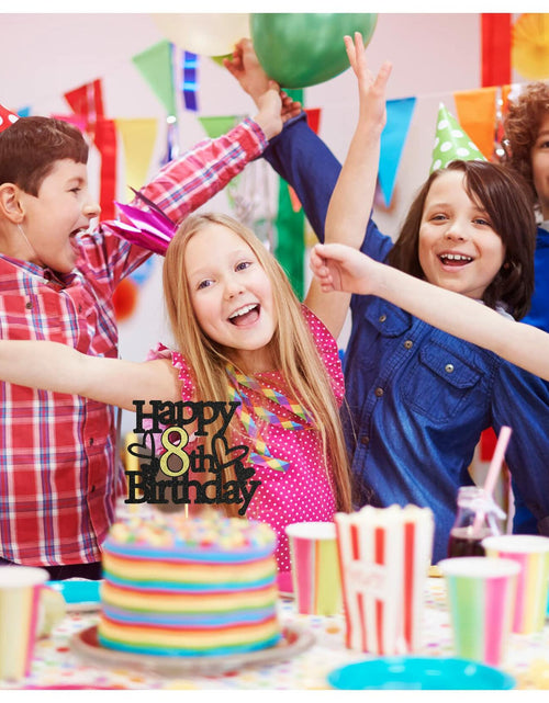 Load image into Gallery viewer, Sumerk 8th Birthday Cake Topper Black Gold Glitter Party Decoration
