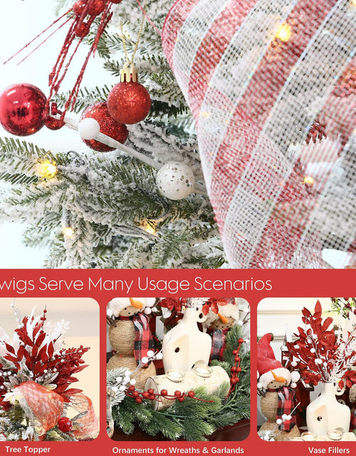 Load image into Gallery viewer, Sea Team Christmas Tree Branches Ornaments Twigs 15-Inch Champagne White 6-Pack
