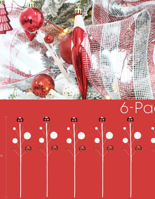 Load image into Gallery viewer, Sea Team Christmas Tree Branches Ornaments Twigs 15-Inch Champagne White 6-Pack

