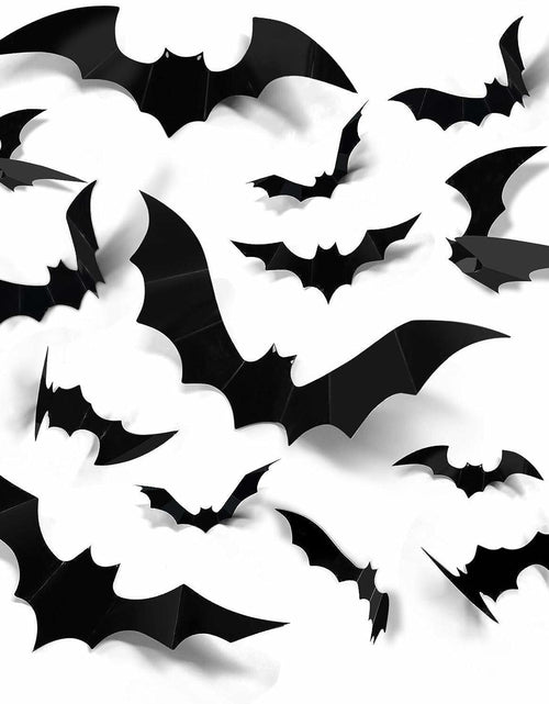 Load image into Gallery viewer, DZBJIPT 120 Pcs 3D Halloween Bats Wall Decals 4 Sizes Black Bat Decor

