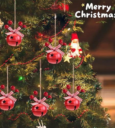 18 PCS Christmas Jingle Bells Ornaments Red White Green Tree Decor