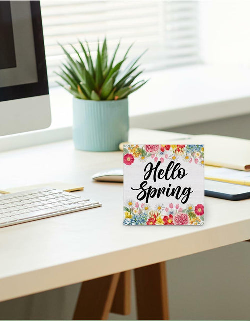 Load image into Gallery viewer, Rustic Flower Market Wood Sign Spring Decor Tabletop Shelf 5x5 Inches
