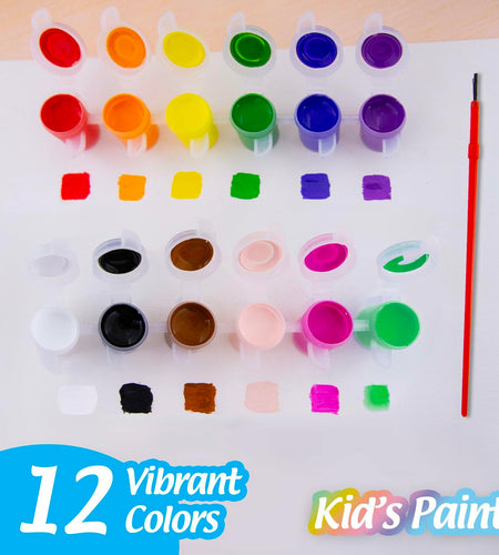 BAZIC Kids Paint Set 12 Colors 60ml Non-Toxic Vibrant Colors 1-Pack