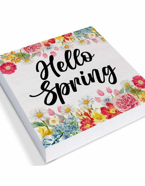 Load image into Gallery viewer, Rustic Flower Market Wood Sign Spring Decor Tabletop Shelf 5x5 Inches
