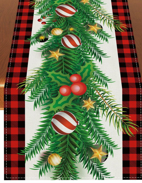 Load image into Gallery viewer, Linen Christmas Table Runner Winter Xmas Decorations 13x72 Inch
