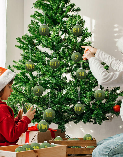 Load image into Gallery viewer, HyDren Velvet Easter Balls 2.36in Flocked Green Ornaments 12 Pcs
