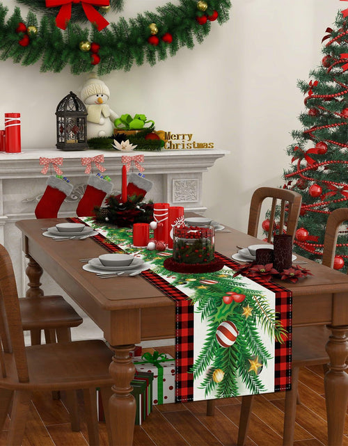 Load image into Gallery viewer, Linen Christmas Table Runner Winter Xmas Decorations 13x72 Inch
