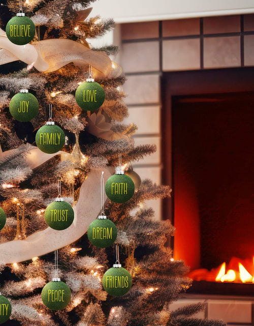 Load image into Gallery viewer, HyDren Velvet Easter Balls 2.36in Flocked Green Ornaments 12 Pcs

