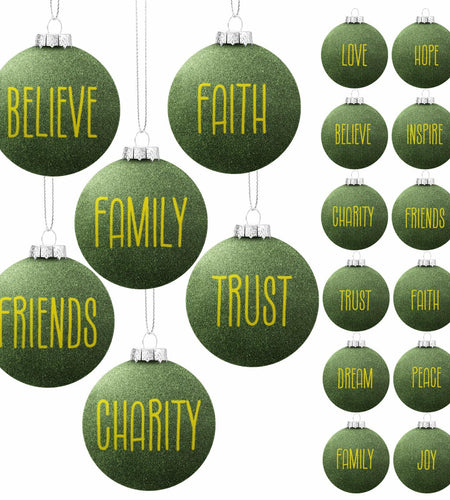 HyDren Velvet Easter Balls 2.36in Flocked Green Ornaments 12 Pcs
