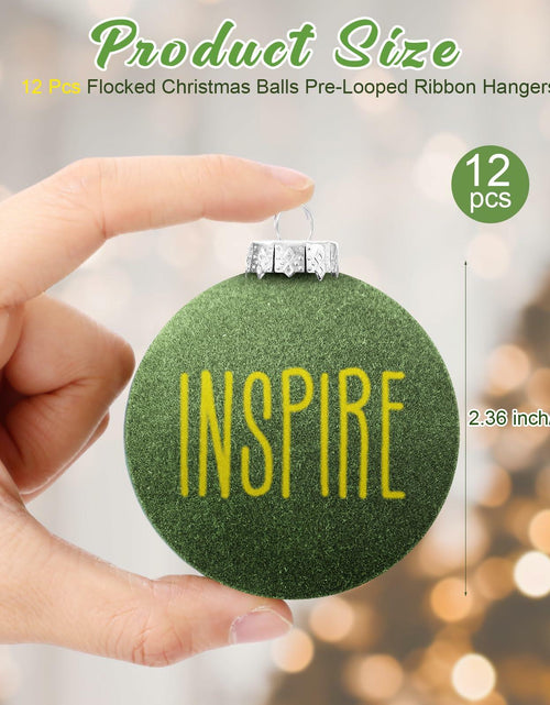 Load image into Gallery viewer, HyDren Velvet Easter Balls 2.36in Flocked Green Ornaments 12 Pcs
