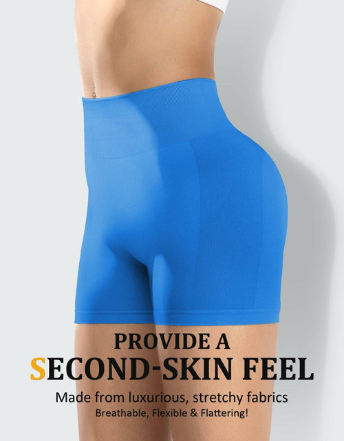 Load image into Gallery viewer, HIGORUN Women's High Waisted Seamless Workout Shorts Dark Blue Size L
