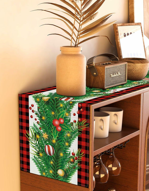Load image into Gallery viewer, Linen Christmas Table Runner Winter Xmas Decorations 13x72 Inch
