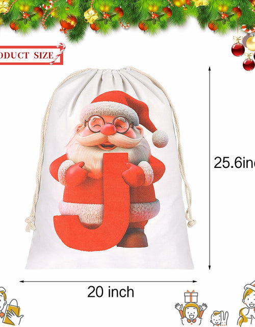 Load image into Gallery viewer, CCINEE Canvas Santa Sack Personalized Letter J Drawstring Red 27x20in
