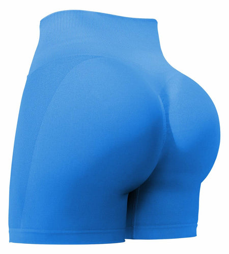 HIGORUN Women's High Waisted Seamless Workout Shorts Dark Blue Size L