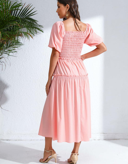 Load image into Gallery viewer, Love Welove Fashion Women's Formal Midi Puff Sleeve Dress Pastel Pink

