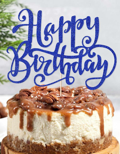 Load image into Gallery viewer, Handmade Flash Happy Birthday Cake Topper Black Birthday Party Decor
