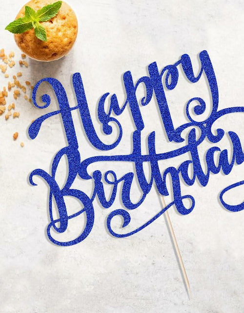 Load image into Gallery viewer, Handmade Flash Happy Birthday Cake Topper Black Birthday Party Decor
