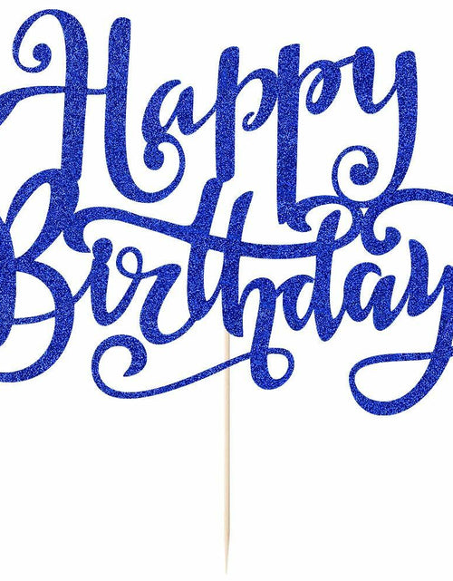 Load image into Gallery viewer, Handmade Flash Happy Birthday Cake Topper Black Birthday Party Decor
