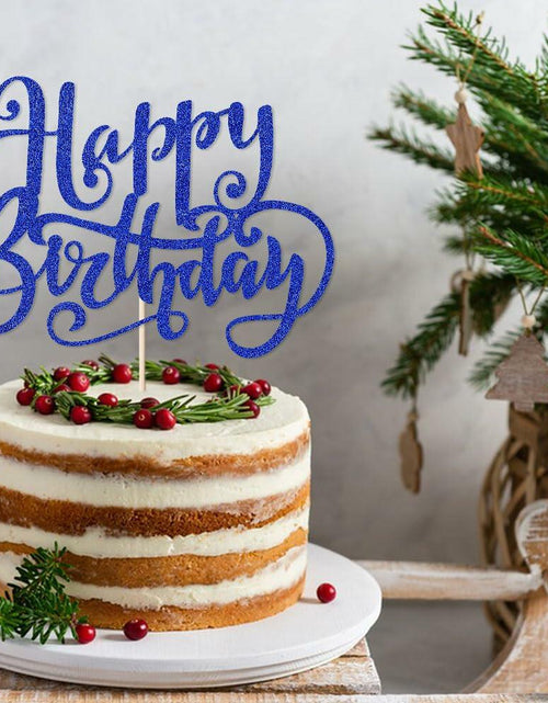Load image into Gallery viewer, Handmade Flash Happy Birthday Cake Topper Black Birthday Party Decor
