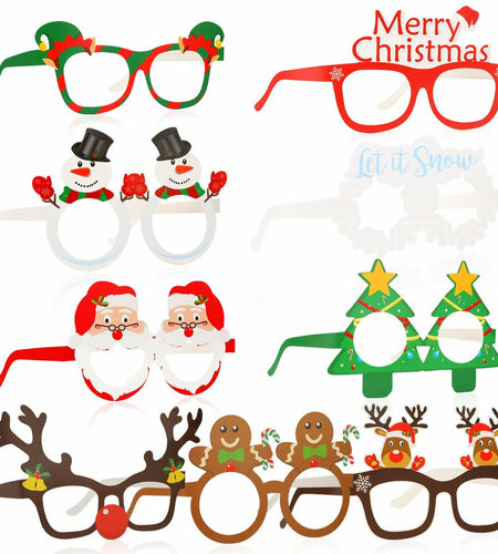 [Like New] HOWAF 27pcs Christmas Paper Glasses Santa Snowman Gingerbread Kids