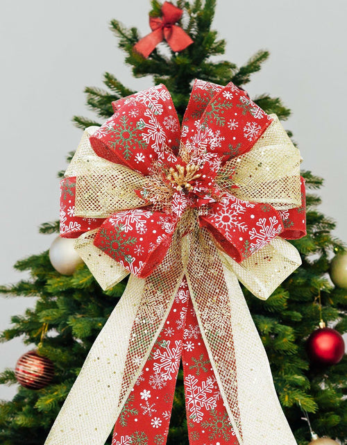 Load image into Gallery viewer, Filltown Christmas Tree Topper Bow 53x13 Inch Red &amp; Gold Xmas Ornament

