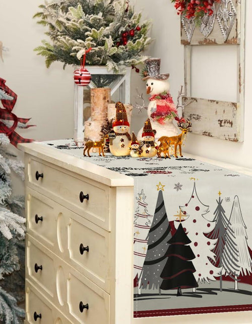 Load image into Gallery viewer, ARGOOFG Christmas Trees Table Runner Burgundy 13x72 Inch Seasonal Holiday
