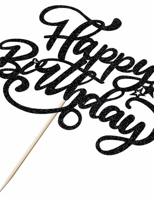 Load image into Gallery viewer, [Like_new] Crseniny Happy Birthday Cake Topper Black Glitter Party Decoration Black
