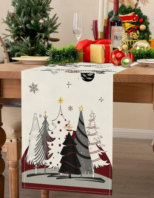 Load image into Gallery viewer, ARGOOFG Christmas Trees Table Runner Burgundy 13x72 Inch Seasonal Holiday
