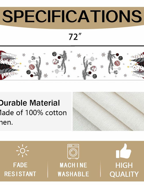 Load image into Gallery viewer, ARGOOFG Christmas Trees Table Runner Burgundy 13x72 Inch Seasonal Holiday
