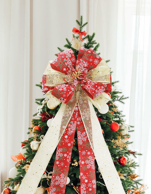 Load image into Gallery viewer, Filltown Christmas Tree Topper Bow 53x13 Inch Red &amp; Gold Xmas Ornament
