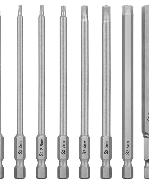 Load image into Gallery viewer, WEALD TRIBE 8pc 1/4" Hex Metric Screwdriver Bit Set S2 Steel Magnetic 4 Inch
