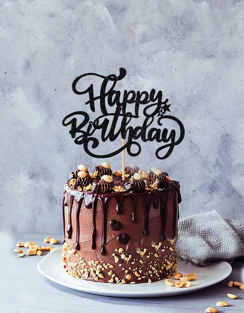 Load image into Gallery viewer, [Like_new] Crseniny Happy Birthday Cake Topper Black Glitter Party Decoration Black

