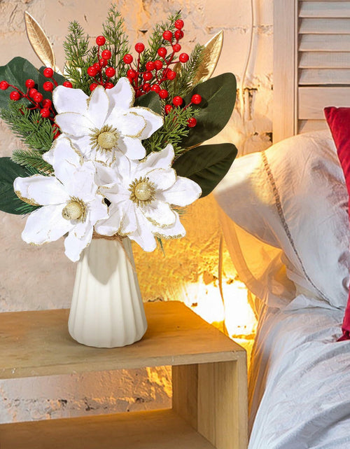Load image into Gallery viewer, 24 Pcs Artificial Christmas Magnolia Pine Berry Stems Red Glitter
