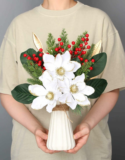 Load image into Gallery viewer, 24 Pcs Artificial Christmas Magnolia Pine Berry Stems Red Glitter
