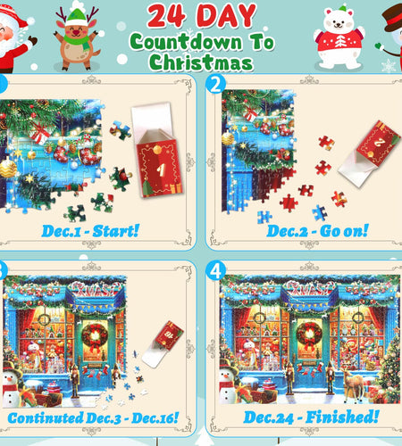 XMAS SHOP Advent Calendar Puzzle 1008 Pieces 24 Parts Christmas 2025