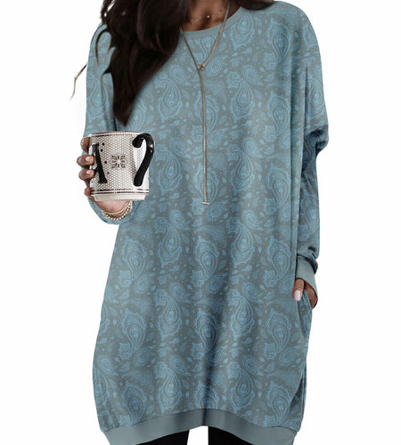 KISSMODA Women's Long Sleeve Tunic Top Casual with Pockets Size M