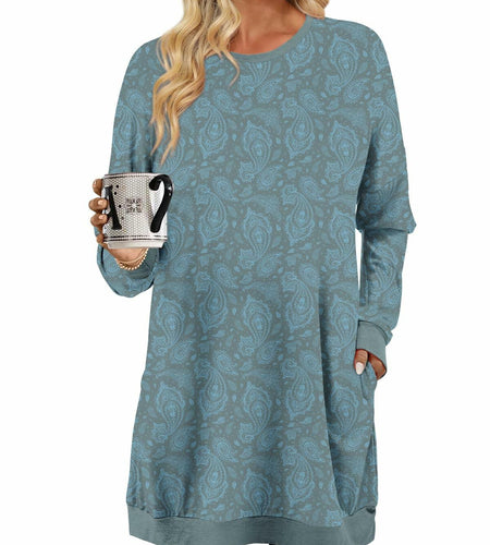 KISSMODA Women's Long Sleeve Tunic Top Casual with Pockets Size M